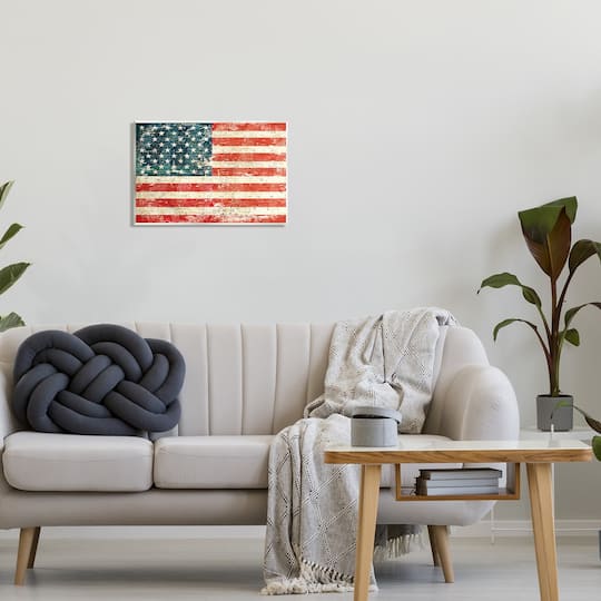 Stupell Industries Rustic American Flag Wall Plaque Art
